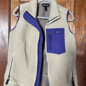 Patagonia Cream and Purple Fleece Vest